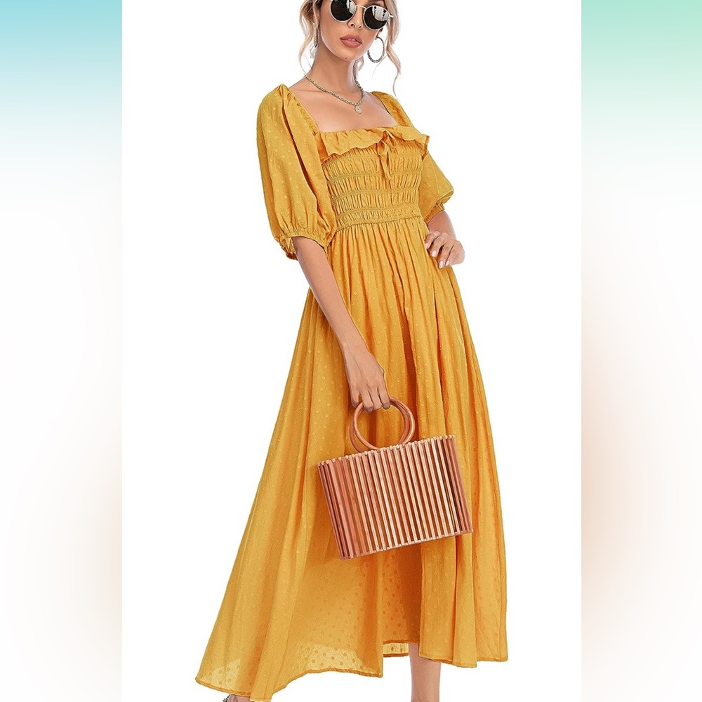 NWOT Boho Ruffle Sleeve Midi Dress